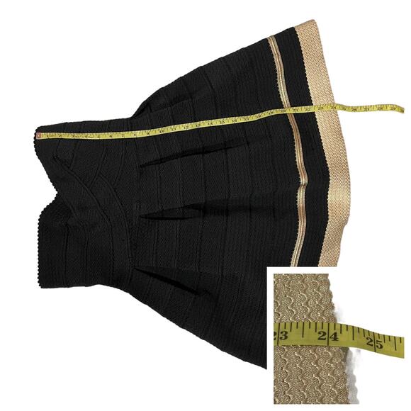 Sans Souci Fit and Flare Structured Strapless Dress - Black/Gold - Medium - Picture 3 of 16